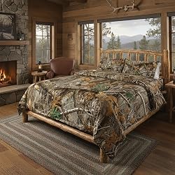 Northwest Realtree 4-Piece Twin Size Bed in a Bag Set, 1 Comforter, 1 Fitted Sheet, 1 Flat Sheet, 1 Pillowcase, All Seasons Bedding, Edge Camo