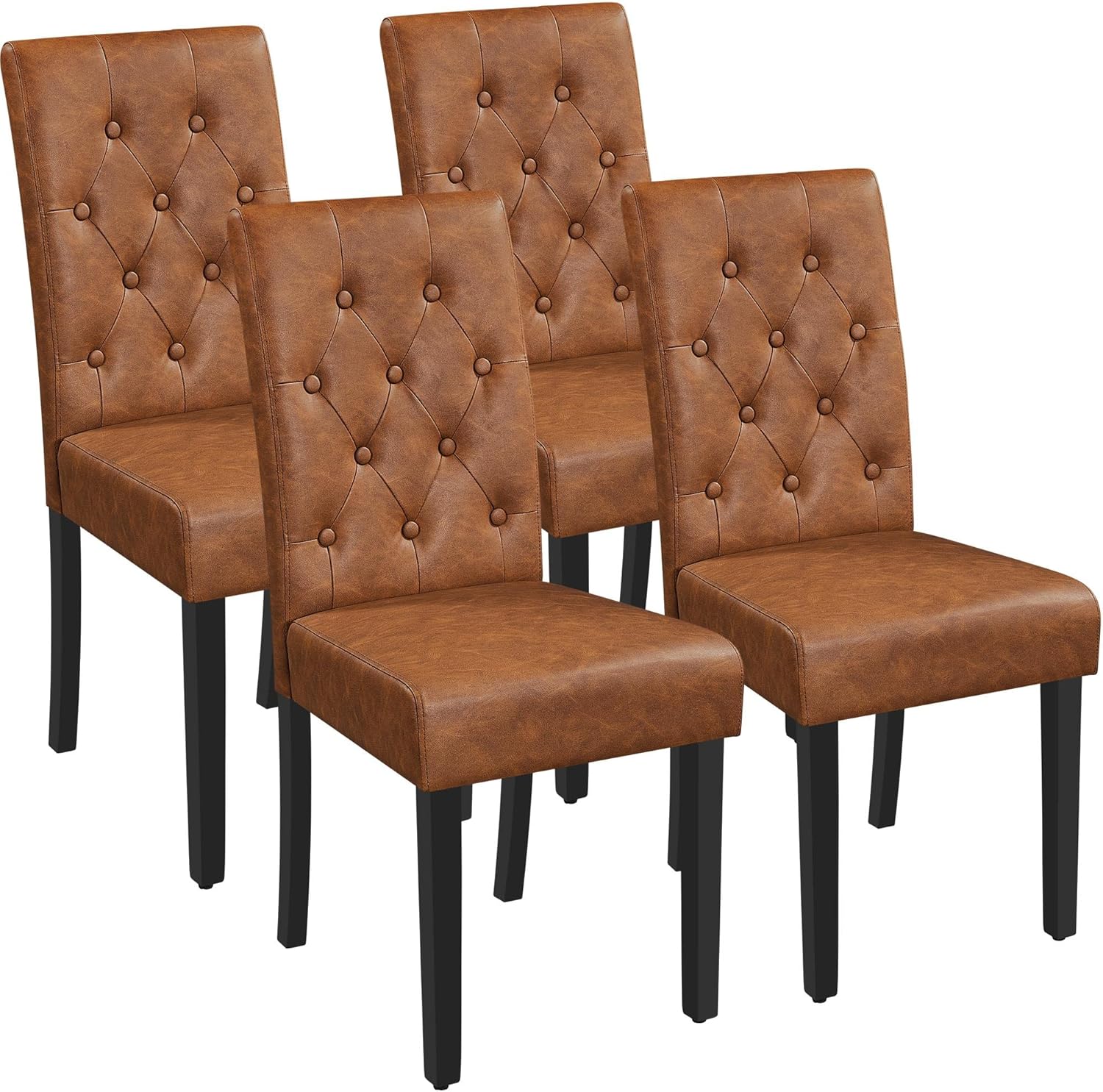 Yaheetech Set of 4 Modern Dining Chairs Kitchen Chairs Faux Leather