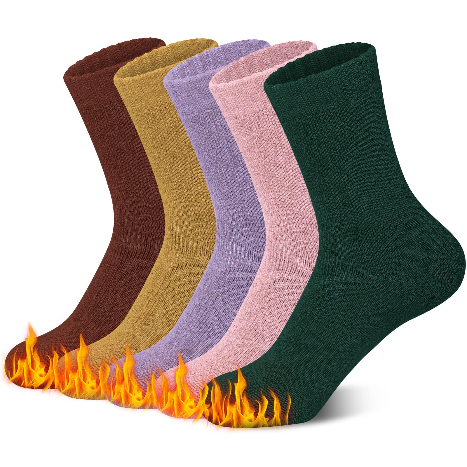 Chalier Finery 5 Paia Calze Invernali di Lana da Donna, Calzini Termiche Spesse da Donna, Calze Caldo Cotone Donna, Regalo di Natale per il Compleanno da Donna