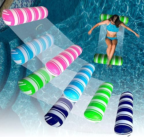 Paquete de 4 flotadores inflables para piscina, hamacas de agua de tamaño adulto, balsas de piscina, sillas de descanso flotantes, flotadores de