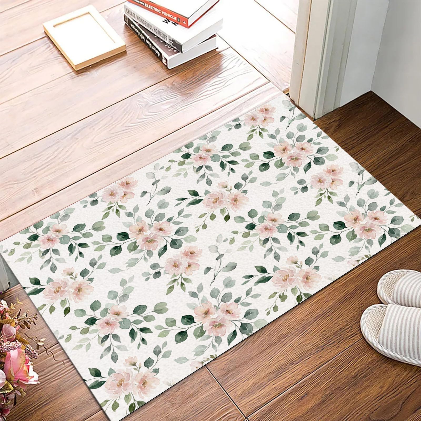 Paillasson moelleux fleurs et feuilles pour créer une entrée accueillante et propre
