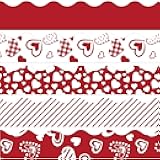 69Ft Valentine's Day Bulletin Board Borders 60Pcs Red Heart Striped Plaid Self-Adhesive Border Trim Stickers for Classroom Office Chalkboard Party Decor