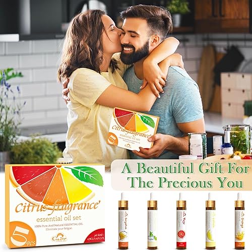Miniatura 6 de Juego de 5 aceites esenciales, juego de fragancias para difusor, hogar, fabricación de velas, aceites esenciales cítricos para piel, spa, aceite