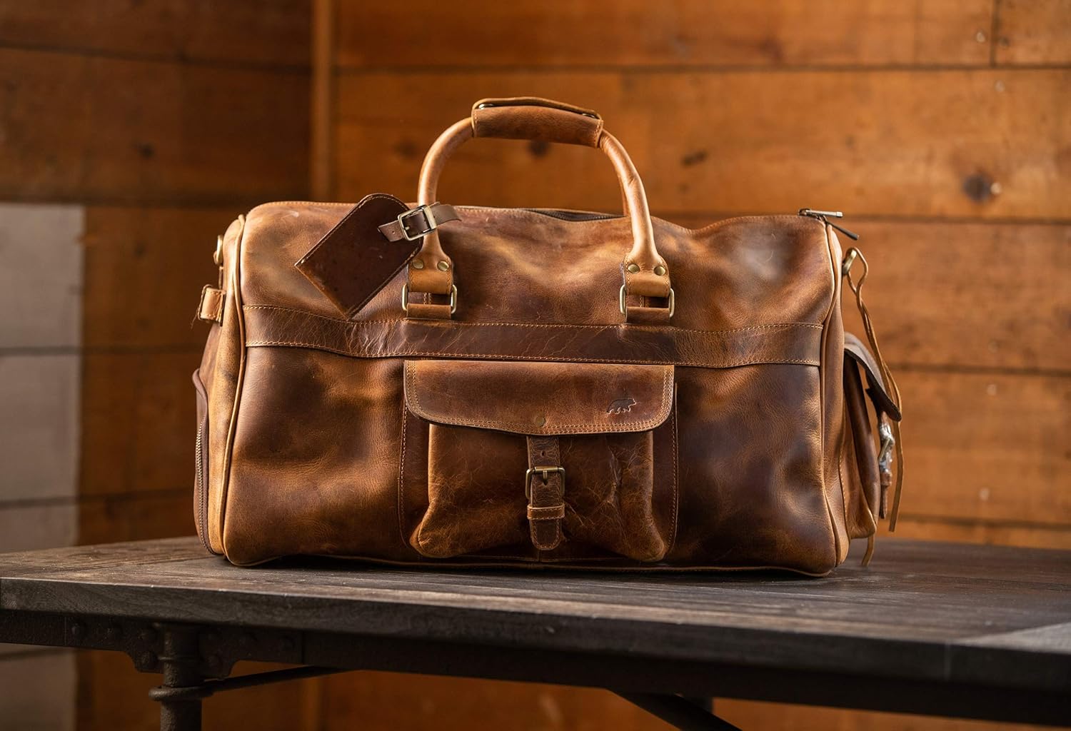  | Kodiak Leather Large Weekender Travel Duffel (60L), Canvas Overnight Outdoor Bag (Antique Brown) | Travel Duffels