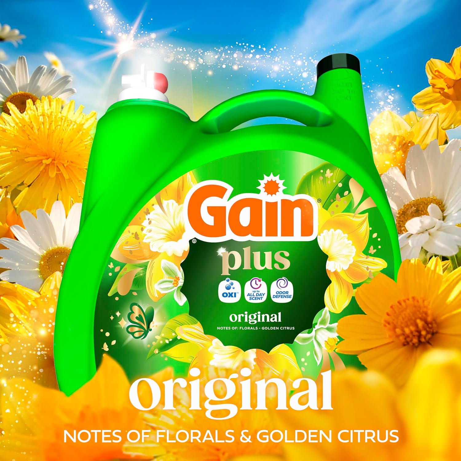 Gain Plus Liquid Laundry Detergent, Cleaner, Fresher, Now with Oxi, Original Scent, 170 fl oz, 129 Loads