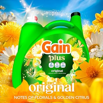 Gain Plus Liquid Laundry Detergent, Cleaner, Fresher, Now with Oxi, Original Scent, 170 fl oz, 129 Loads