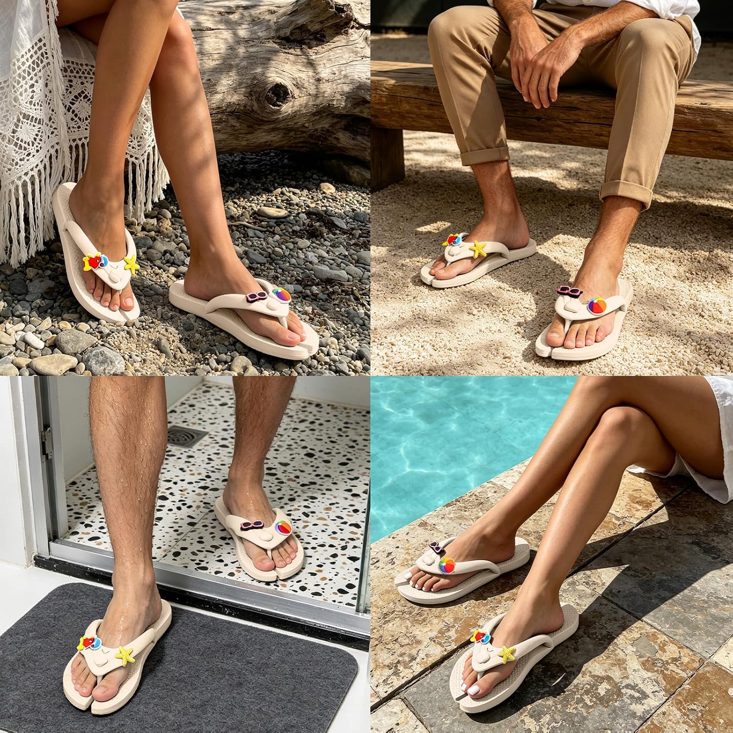 Foldable Portable Travel Flip Flops for Women Men Non-Slip Quick Dry Lightweight Shower Shoes, Slides for Beach Pool Gym Spa