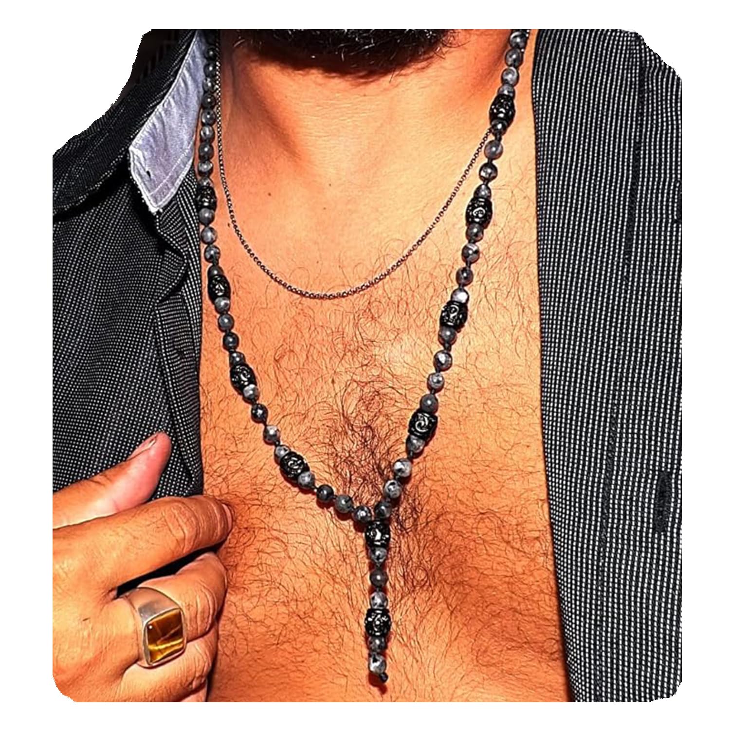 Amazon.com: Men Y Necklace - Men Long necklace - Long necklace with ...