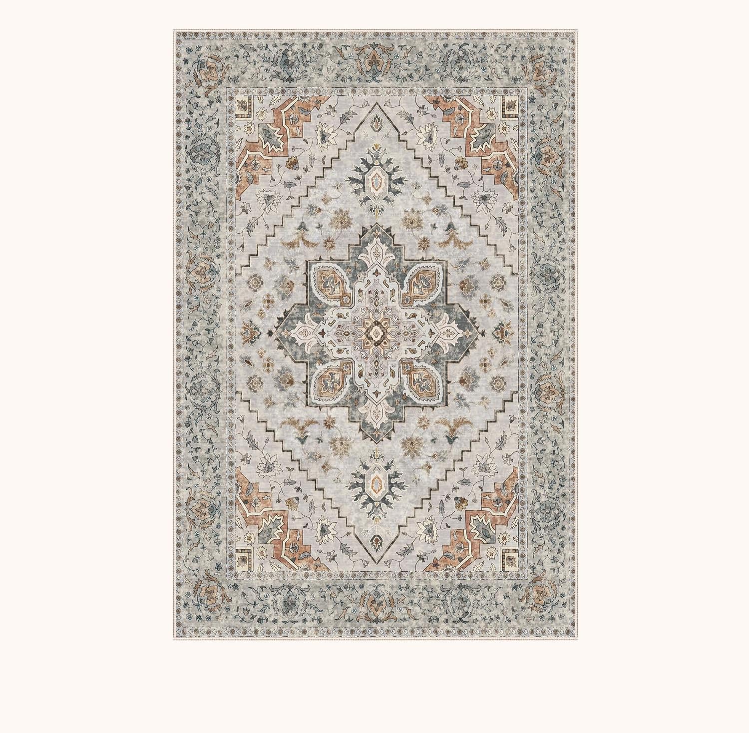 Dywaniki do domu Wystrój wnętrz Salon Duży salon, Vintage Shabby Chic Kwiatowy Szary, Beżowy, Niebieski, Brązowy, 200 x 240 cm