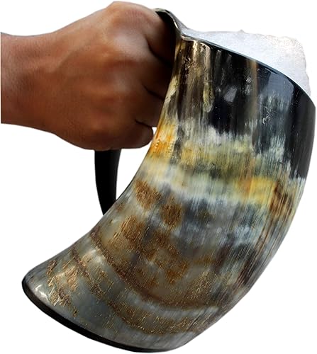 Miniatura 4 de Viking Craft's Taza de cuerno para beber jarra hecha a mano y acabado natural
