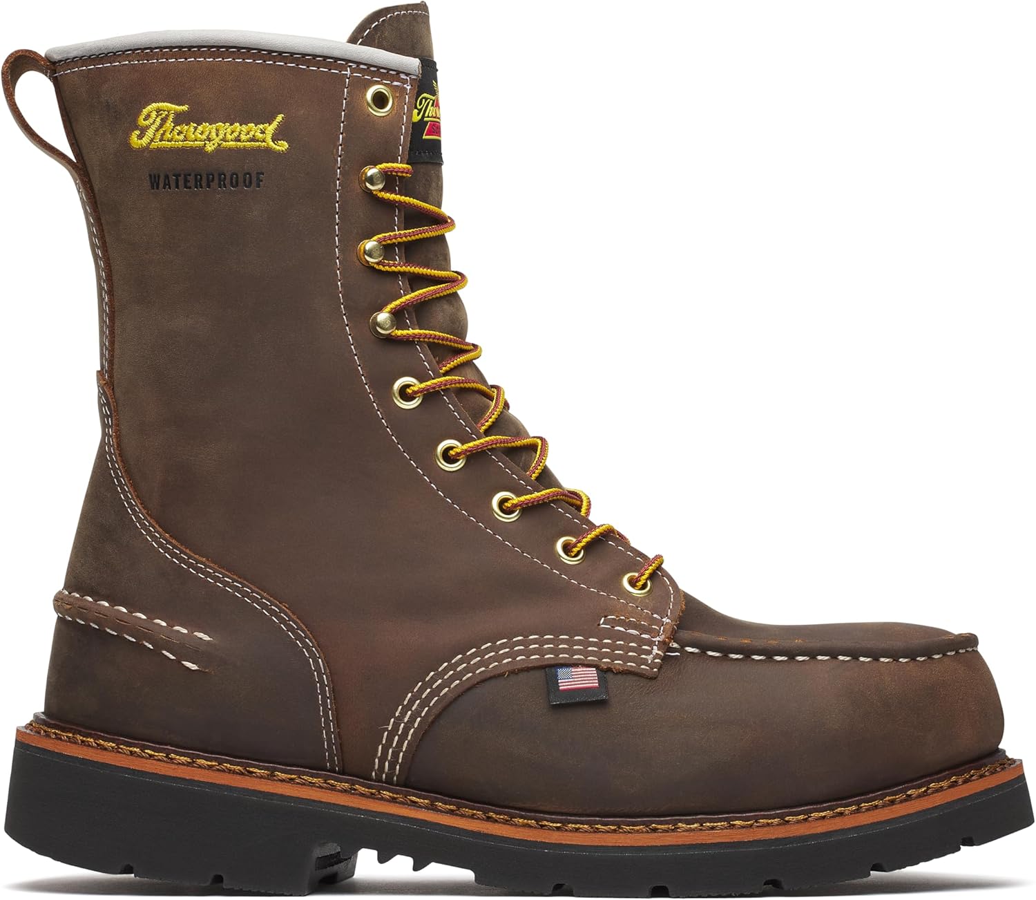 Thorogood 1957 Series 8” Waterproof Steel Toe Work Boots for Men - Full-Grain Leather with Moc Toe, Slip-Resistant Heel Outsole, and Comfort Insole; EH Rated - Image 2