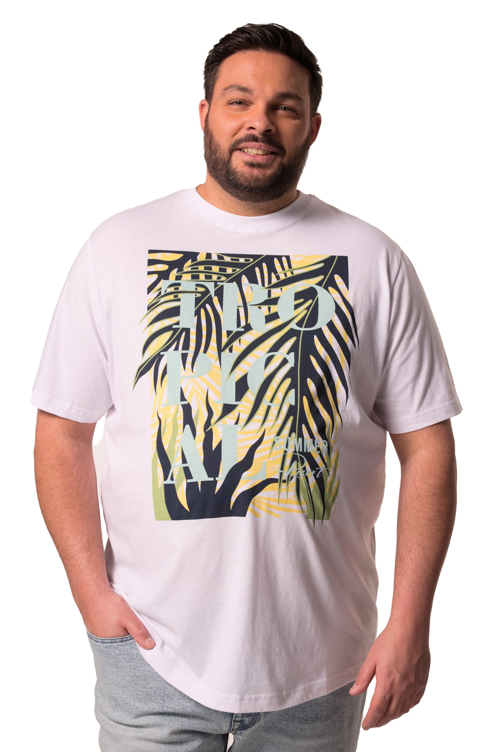 Men Plus Herren T-Shirt, Halbarm, Print T-Shirt 1/2