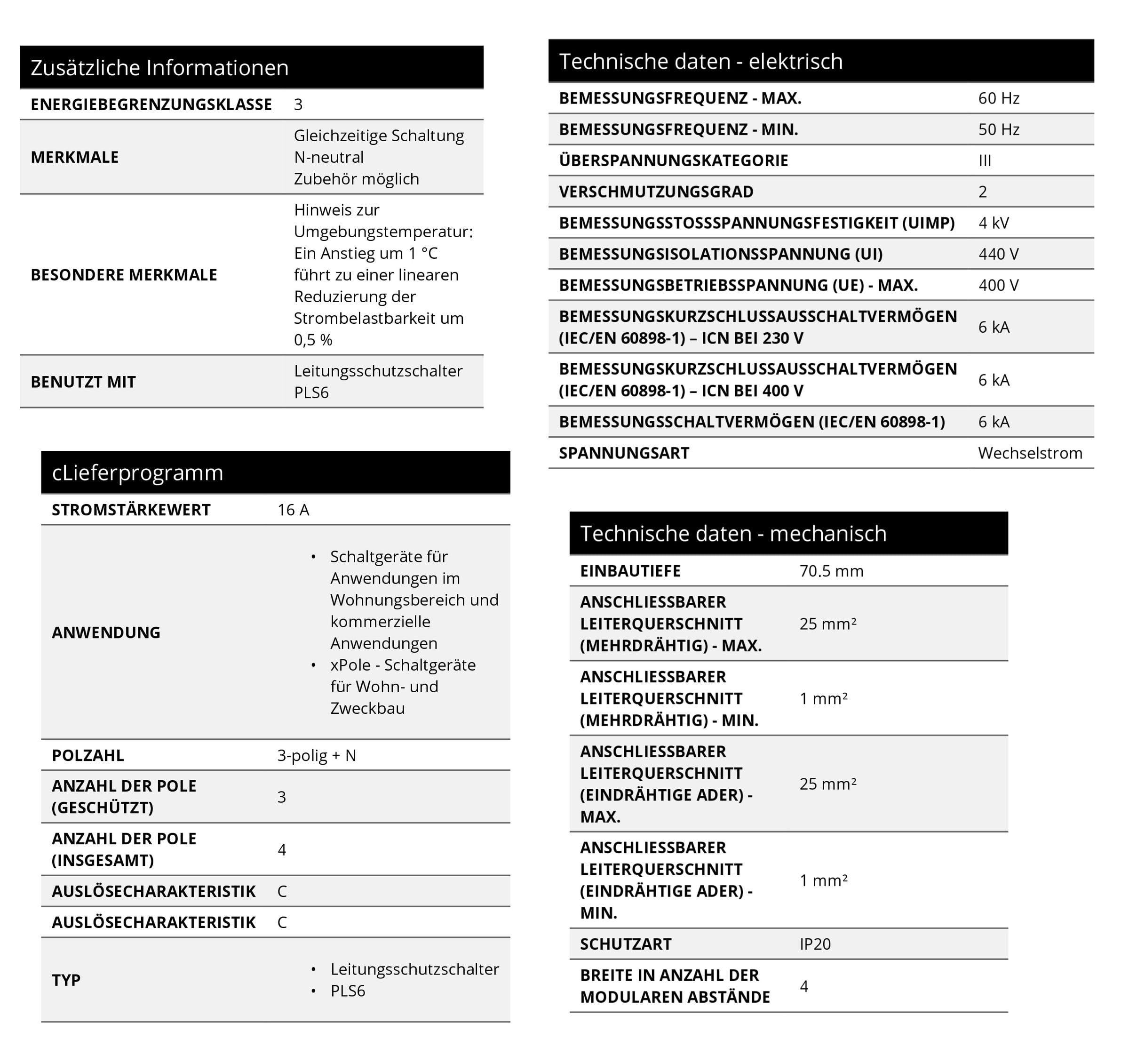 Eaton Moeller PLS6-C16/3N-MW Leitungsschutzschalter 16A 3P+N 3-polig+N C-Charakteristik LS-Schalter Sicherungsautomat MCB (243018)