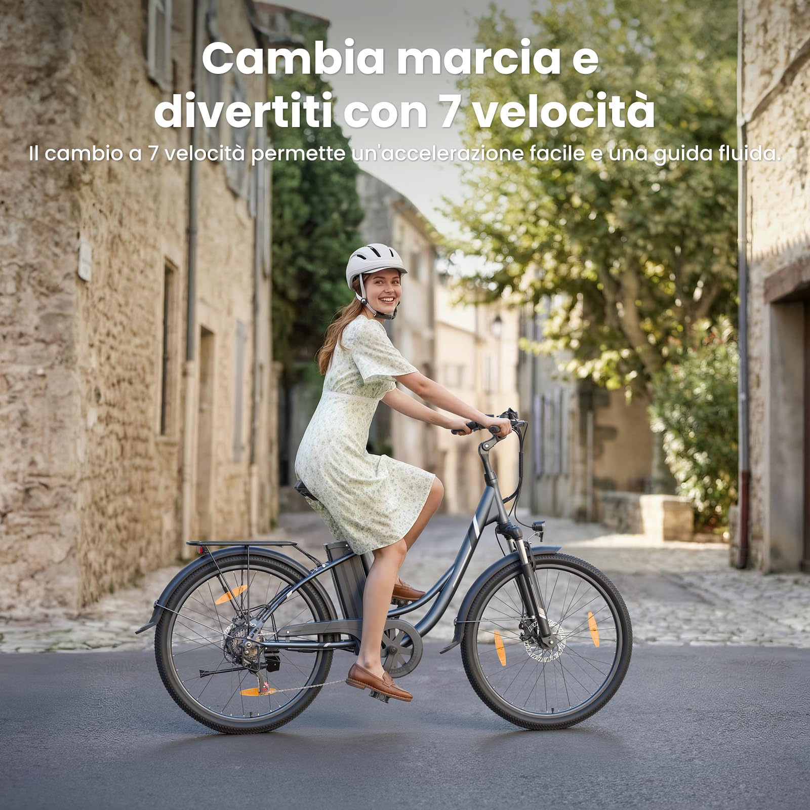 Touroll B1 Bicicletta Elettrica, 26" Bici Elettrica Adulto con 36V 15.6Ah Batteria al Litio Rimovibile, Autonomia di 90 KM, 7 Velocità, Velocità Max 25km/h