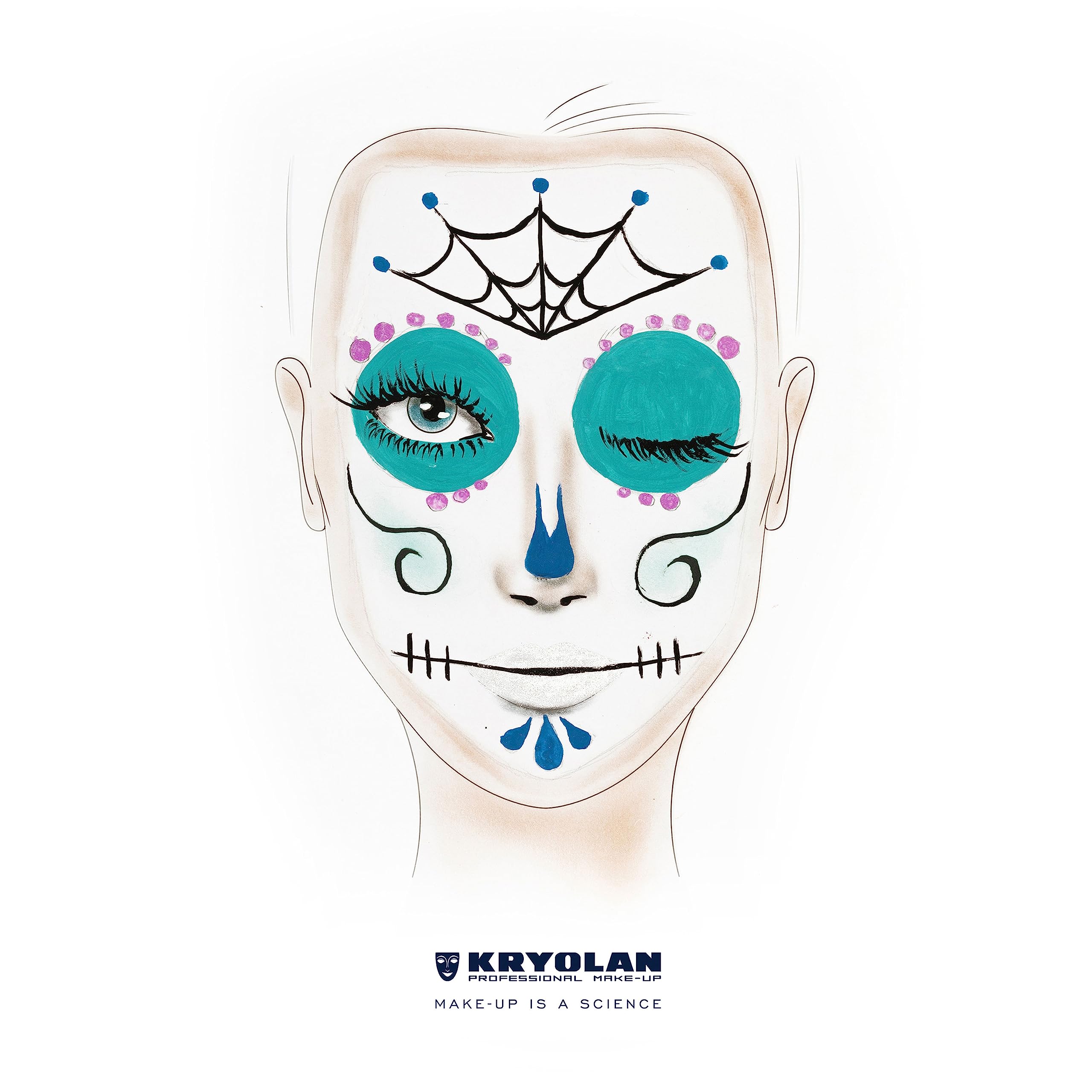 Kryolan Pintura Water Color Palette mit Pinsel und Schwamm - Pintura 2 - 6 Farben, Waschbar, Vegan, ohne Parfüm, ohne Parabene, Glutenfrei - ideal für Kinderschminke, Party, Karneval, Halloween