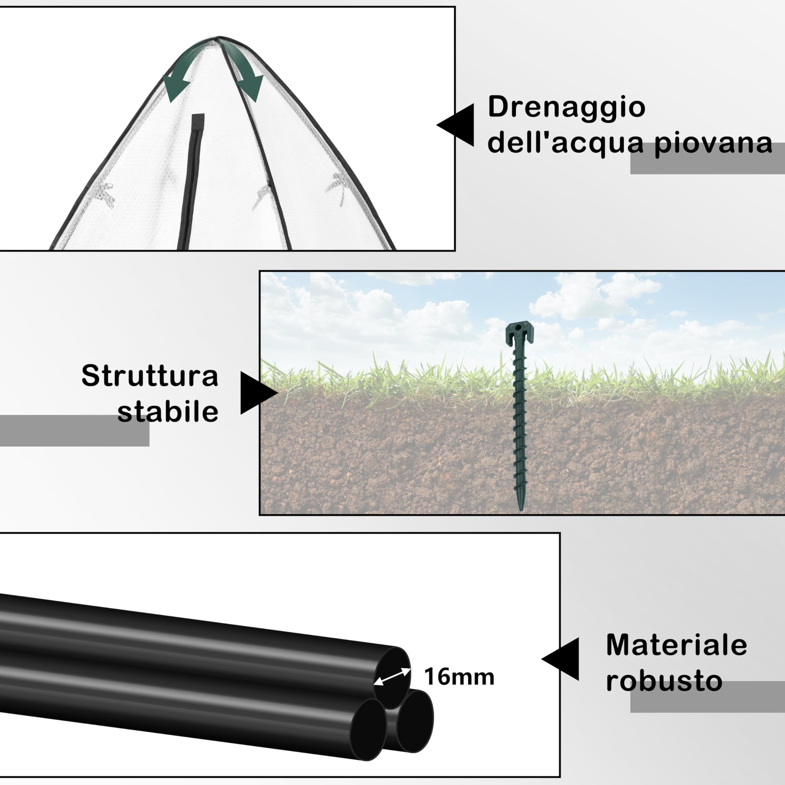 WOLTU Mini Serra Giardino, Anti-Freddo, Bianco, per Pomodori, 120x120x180cm