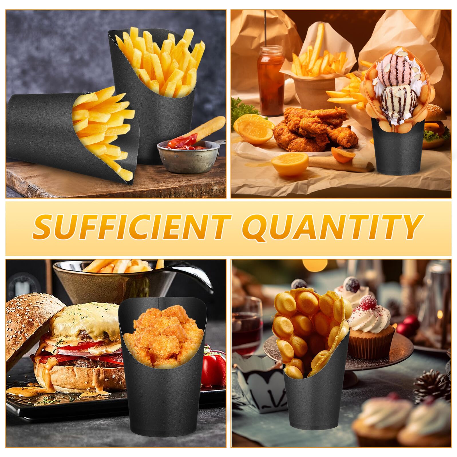 CANIGHT Einweg Pappbecher Snackbehälter 100 Stück 400 ml Pommes Frites Becher aus Papier für Partys und Imbiss