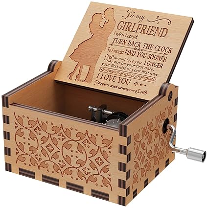 You are My Sunshine Wood Music Boxes,Laser Engraved Vintage Wooden Sunshine Musical Box Gifts for Birthday/Christmas/Valentine's Day (Wood-to Girlfriend)