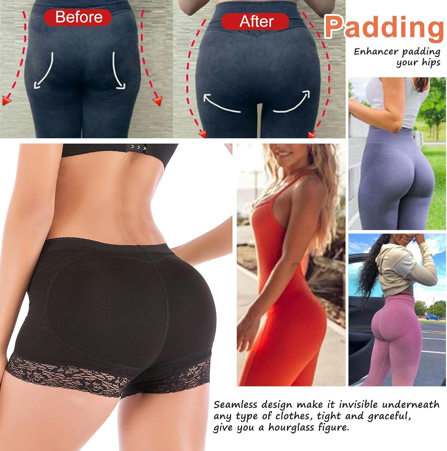 Vorcy Women Butt Pads Fake Butt Lifter Shapewear Padded Panties Hip Enhancer Pads Body Shaper Tummy Control - Image 5