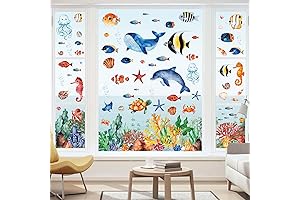 AnyDesign Ocean Window Clings, Under the Sea Marine Creature Window Stickers, Reusable...