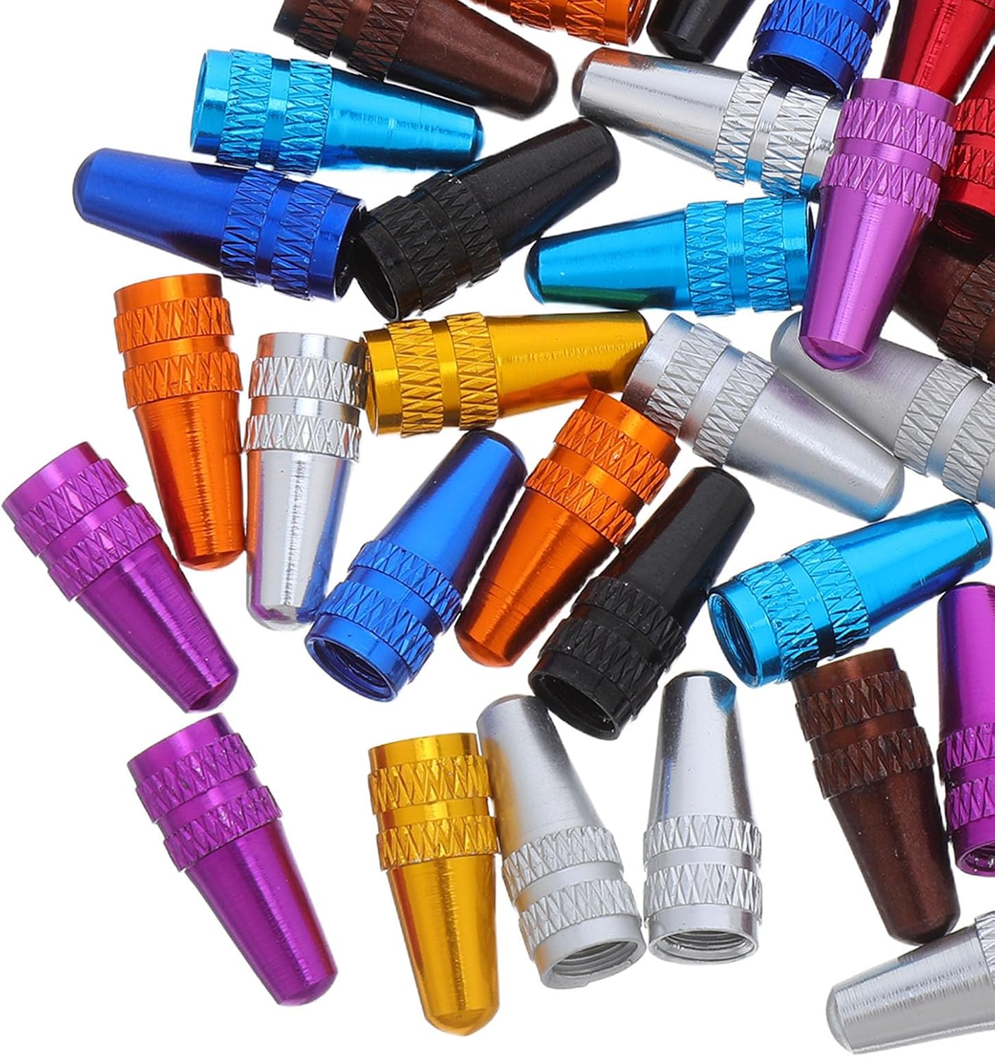 French Valve Stem Caps Aluminum Dust Covers for 40pcs Bike Tire | Quick Install, Precise Fit for French Stems, Wear-resistant Build, Mountain and Road Biking Use