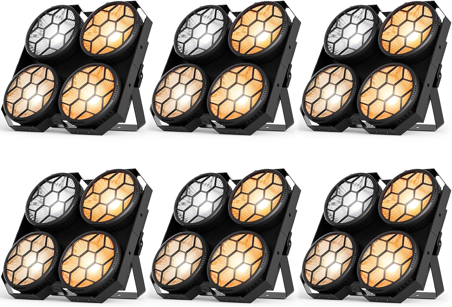 4 x 100W COB LED Stage Lights, 2 in 1 Warm/Cool White Par Can Retro Pixel Control Light, DMX/Master-Slave/Sound Activated Spotlights for Church Events Party Wedding Club Studio 6Packs