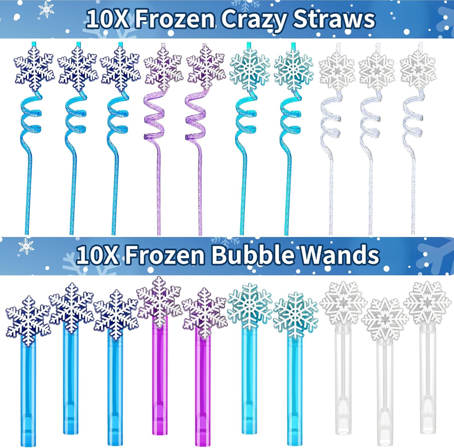 234PCS Frozen Party Favors Supplies Decorations Kit Include Goodies Bags, Straws, Bubble Wands, Crowns, Magic Wands, Notebook, Cake Toppers & More - Image 5