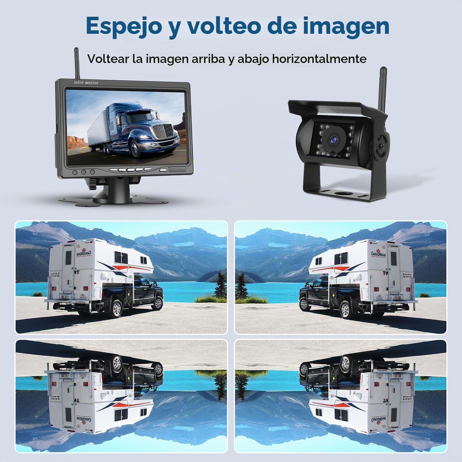 Kit de cámara Trasera inalámbrica HD 1080P, Monitor LCD de 7", 2 cámaras de Respaldo para Remolque, casa rodante, camión, automóvil, autobús, guía de Bricolaje, IP68, visión Nocturna, BSD, 12V-36V
