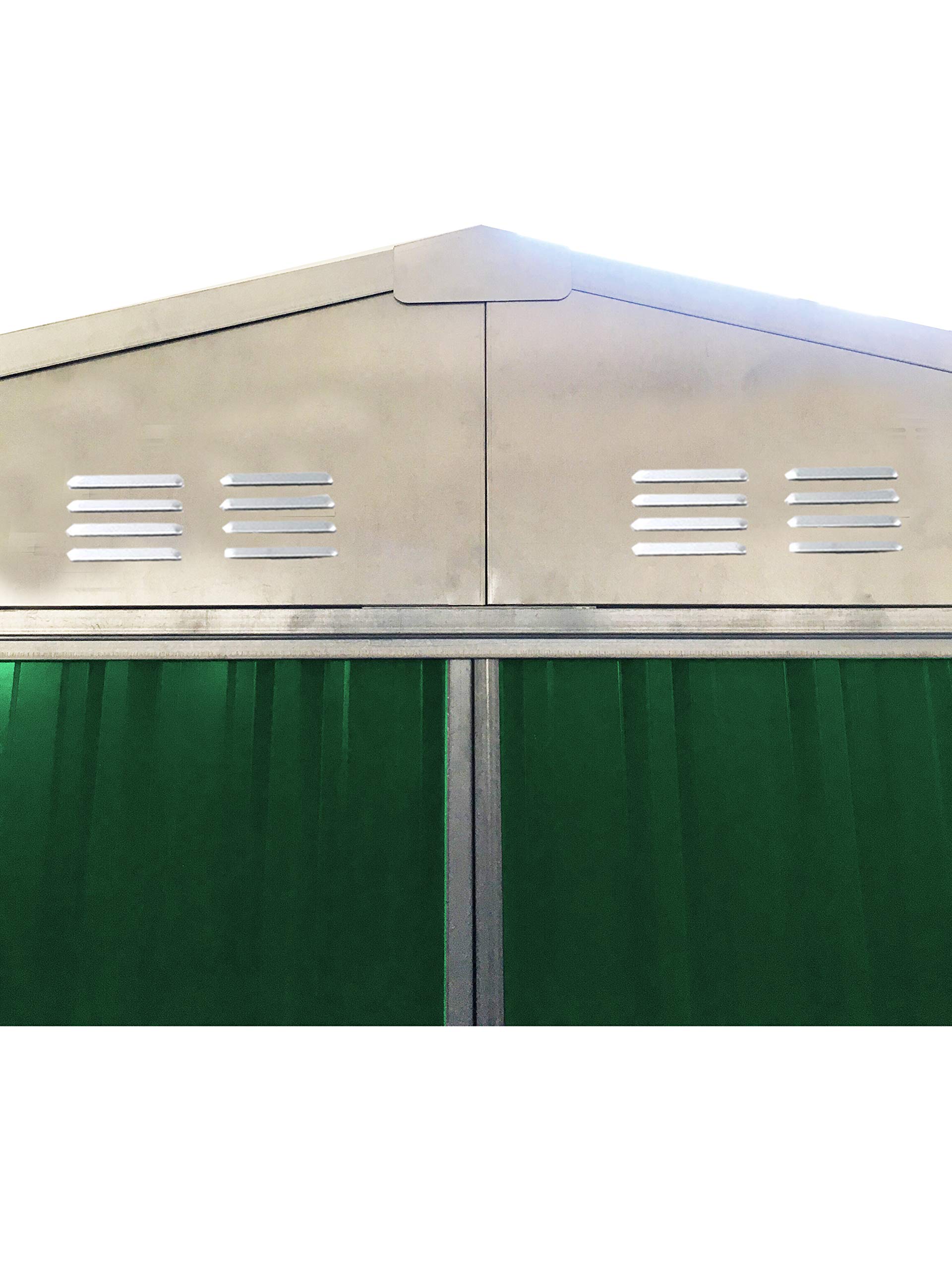 Casetta Garage da Giardino Porta Utensili Box in LAMIERA ZINCATA 0,27 mm Verniciata di Verde con Porte scorrevoli (S L187 x P131 x H194)