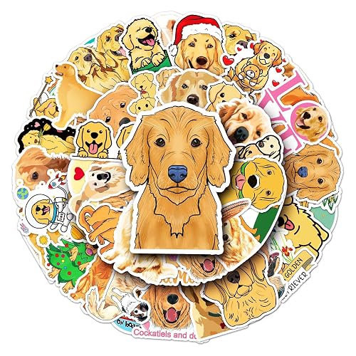 50 Pcs Golden Retriever Stickers Set - Various Cute Dogs