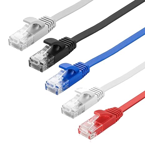 MutecPower Multi Cable SLIM FLAT 0.5m Cat6 RJ45 Ethernet Network Patch Lan cable - Multi Coloured 10 Pack - 0.5 meter + 15 Cable ties