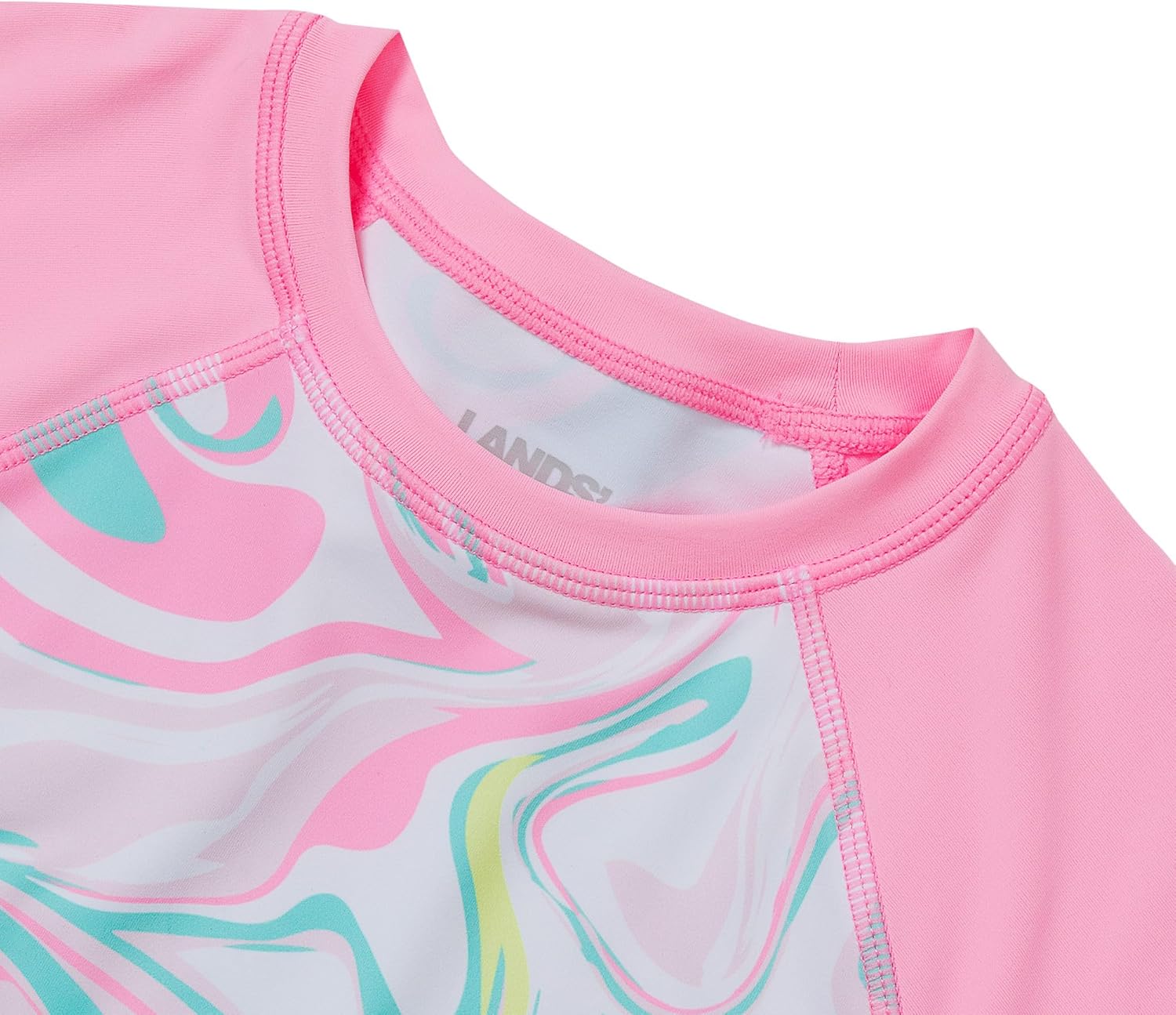Lands' End Girls Chlorine Resistant Short Sleeve Rash Guard Swim Top and Bikini Set