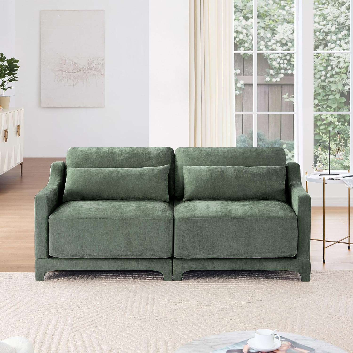 Front view of the assembled GDFStudio Haysst Loveseat