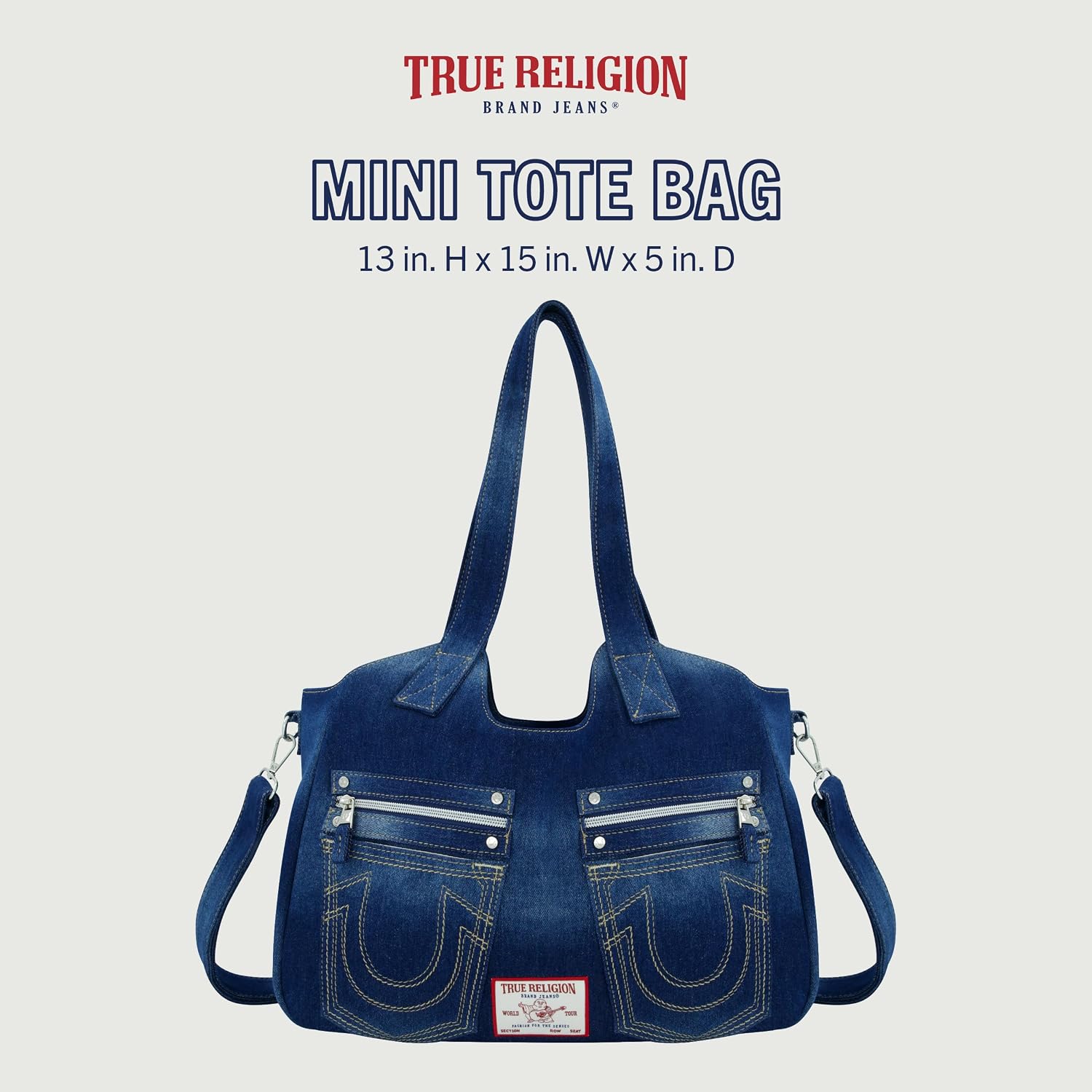 True Religion Women's True Religion Women's Satchel Bag, Crossbody Purse Handbag With Horseshoe Logo Stitching