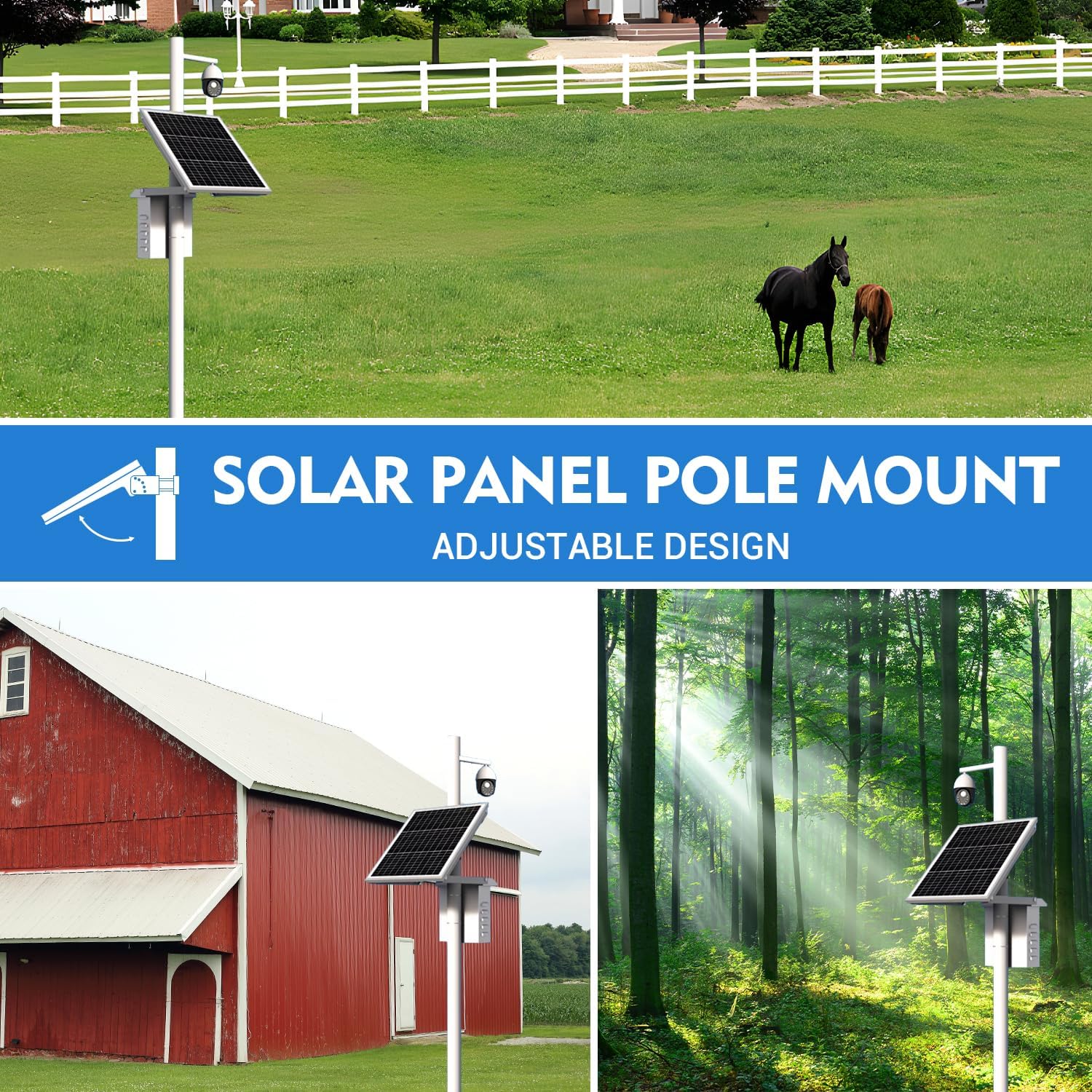 Solar Panel Pole Mount, Solar Panel Mounting Brackets, Solar Panel Mount, with Adjustable Angle and Size, Fit for Installing 0-50w Solar Panels