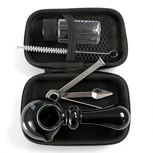FIRE HIVE 4-Inch Classic Retro Pipe Set, Gorgeous Pipe Suitable for Indoor and Outdoor Use, Black Pipe Set Box with Cleaning Tools, Complete Pipe Accessory Set (Black)