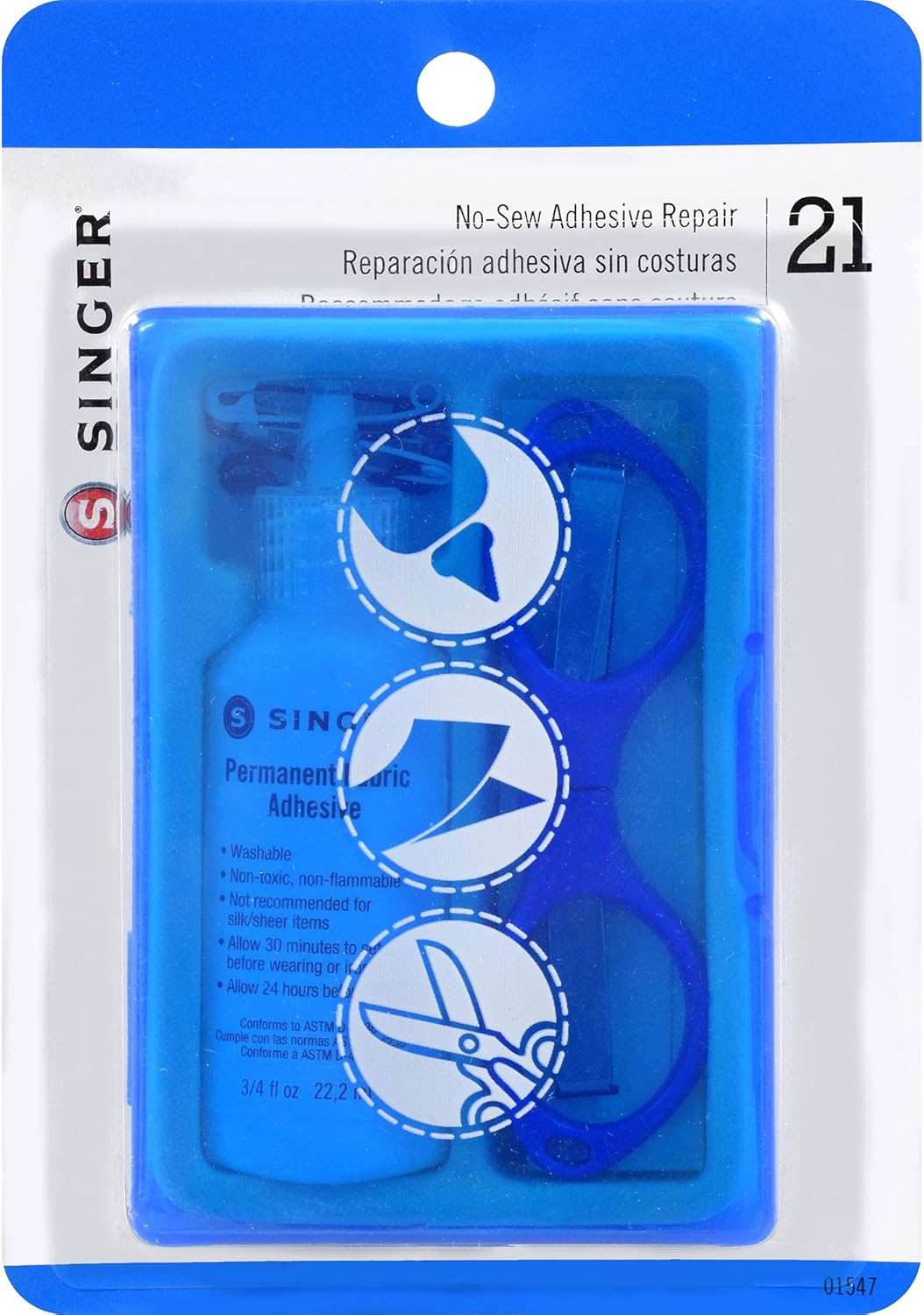 SINGER 01547 No- Sew Adhesive Repair Kit, Blue