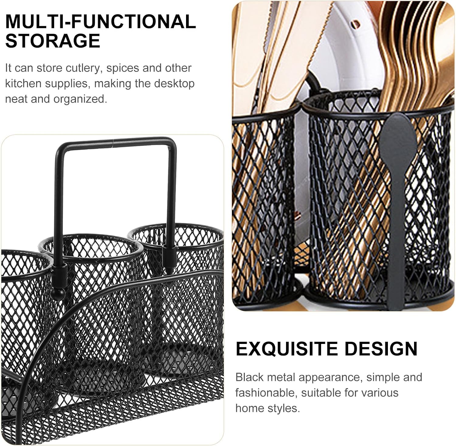 Cabilock Compact Utensil Holder Rack, Cutlery and Chopstick Drying Organizer for Kitchen Countertop, Dishwasher Safe Utensil Storage for Home and Restaurant Use