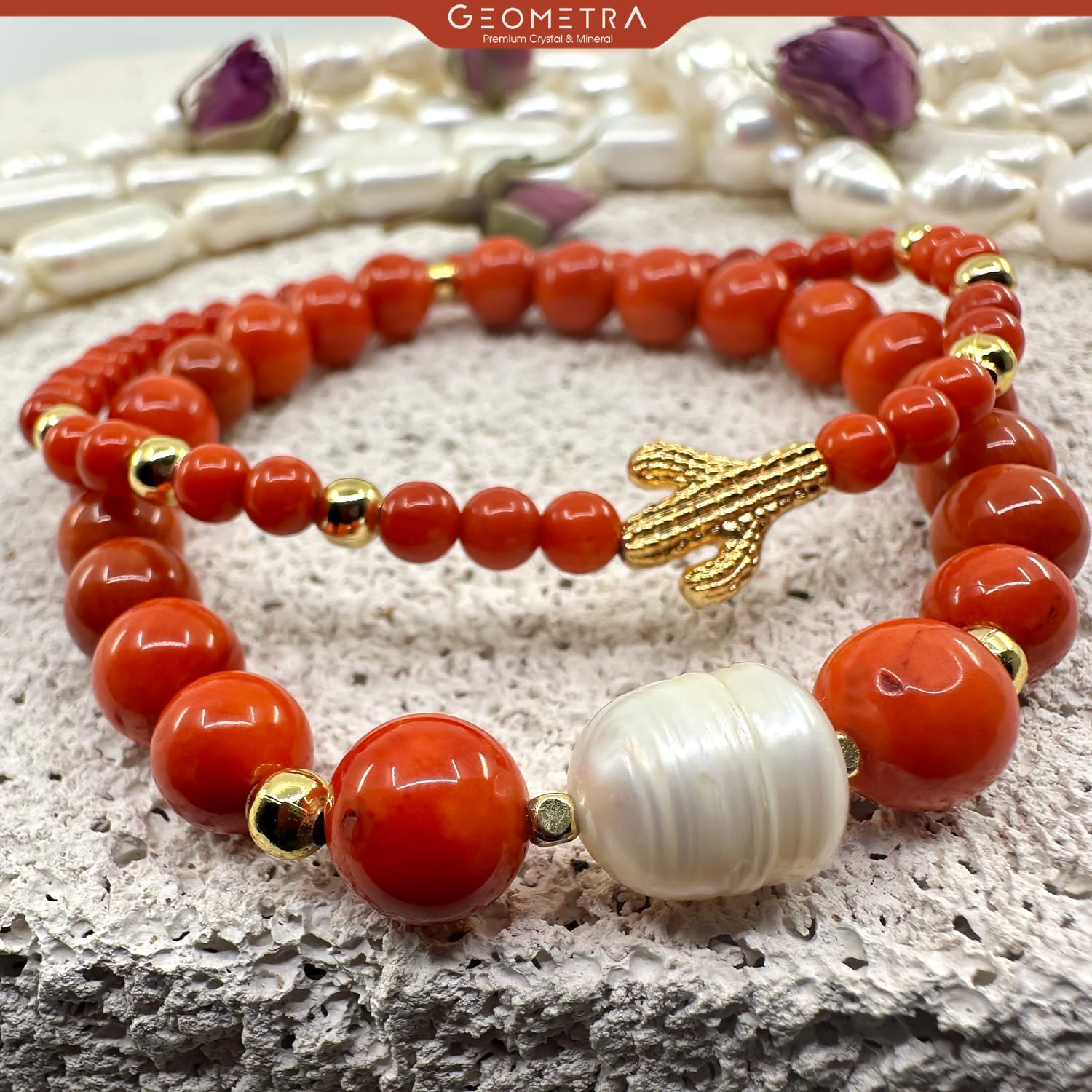 Ocean Coral | Pearl | Premium Gold Bracelets For Women & Men | Handmade Jewelry | Gift For Her