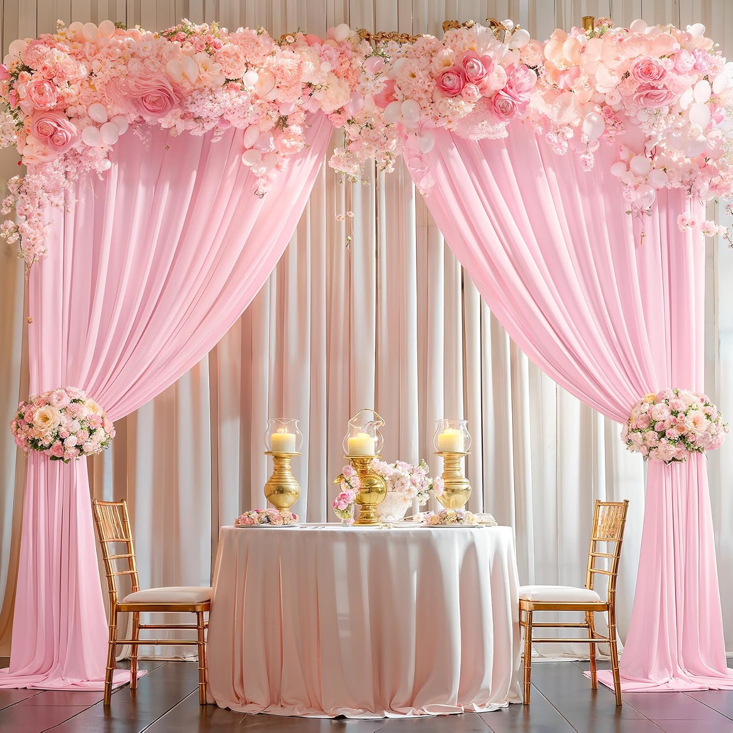 10x10ft Pink Backdrop Curtain Panels for Parties - Wrinkle Free Polyester Photo Curtain Backdrop Wedding Back Drop Fabric Drapes for Party Decorations Background for Photography