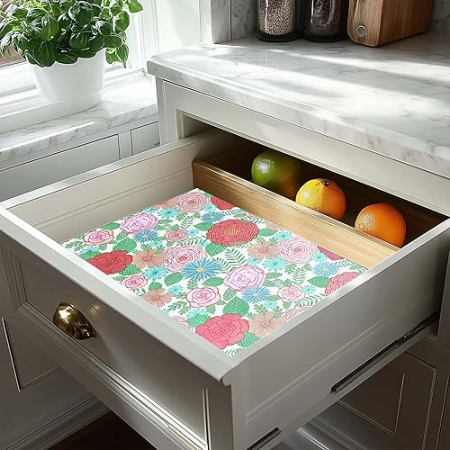 Miniatura 3 de LaRibbons Rollo de papel de regalo floral reversible, 17 pulgadas x 33 pies (46.7 pies cuadrados), diseño de acuarela colorida de doble cara y