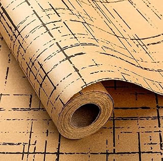 Merture Kraft Wrapping Paper Roll, Brown Gift Wrap with Dynamic Plaid Pattern - 17 In X 32.8 Ft Black Stripe Wrapping Paper for Christmas, Wedding, Father's Day, Mother's Day, Valentines Day - 1 Roll (46.5 sqft.) - Buy now