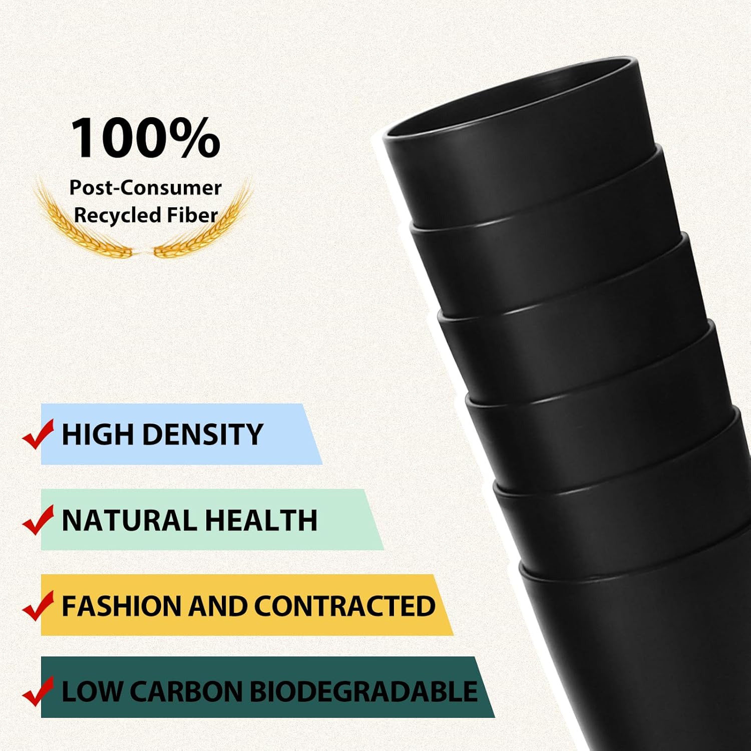 Lazycorner Wheat Straw Cup 12 Pcs Drinking Glasses Unbreakable Drinking Cup Reusable Water Plastic Glasses Tumblers (Black 12 oz) - Image 4