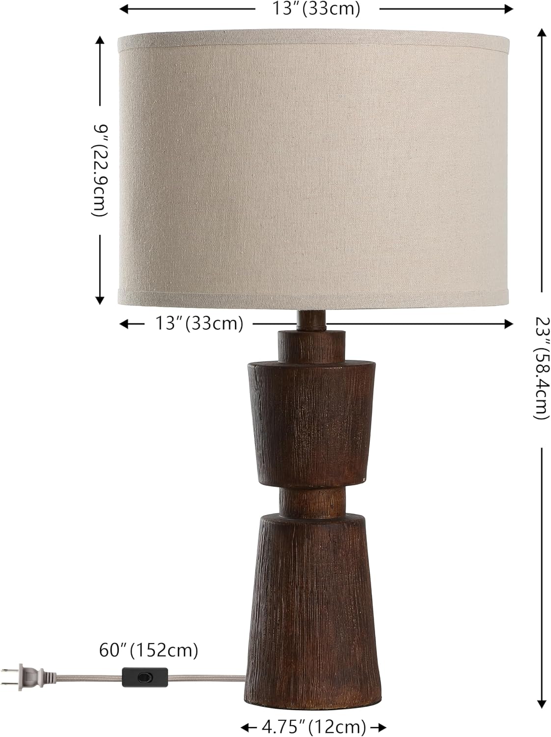 SAFAVIEH Lighting Collection NICI Brown Resin 23-inch Table Lamp for Bedroom, Living Room, Home Office, Desk, Nightstand (LED Bulb Included)