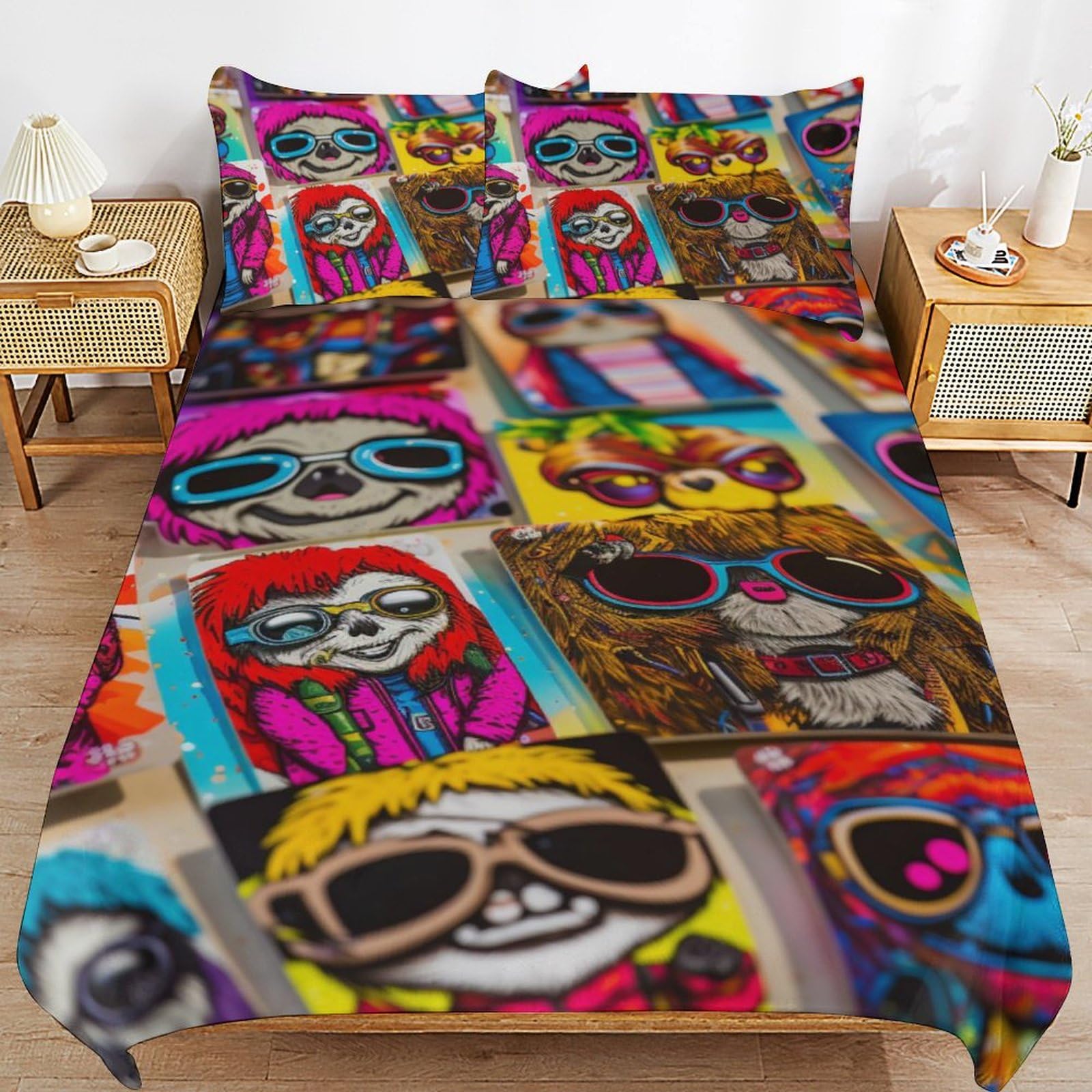 Housse de couette 135x200 cm avec taie d'oreiller paresseux doux