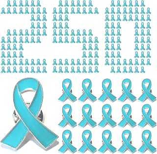 250 Pcs Teal Ribbon Awareness Pins Sexual Assault Awareness Products Ovarian Cervical Cancer Awareness Pin