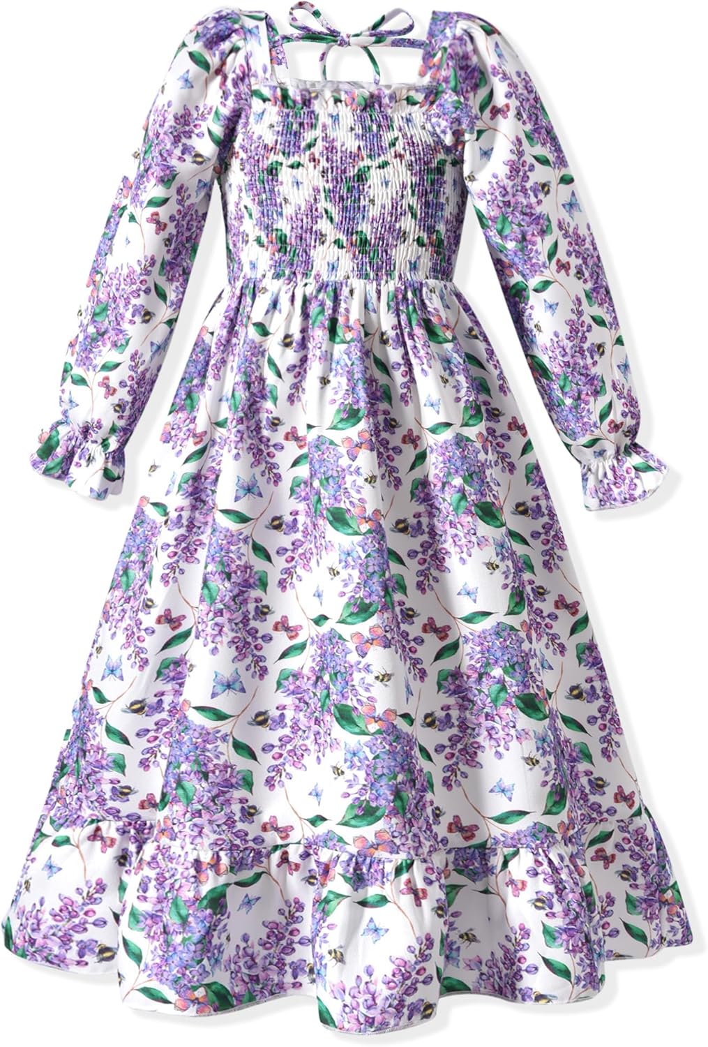 HINTINA 幼児 リトルガール フリル長袖スモックドレス 秋冬服