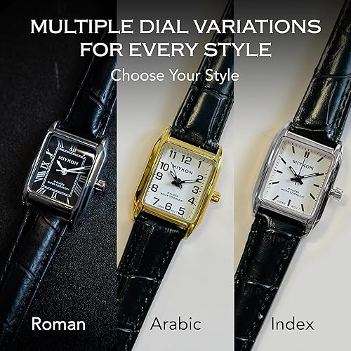 Miniatura 7 de Miykon Relojes vintage para mujer, pequeño y delicado, reloj cuadrado para mujer con piel auténtica, pulido iónico, luminoso y segundero, vidrio