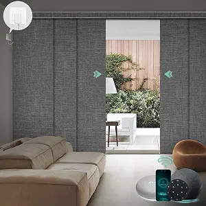 Yoolax Hardwired Smart Sliding Panel Track Blinds, Custom Motorized Blackout Vertical Blinds for Patio Doors and Room Dividers