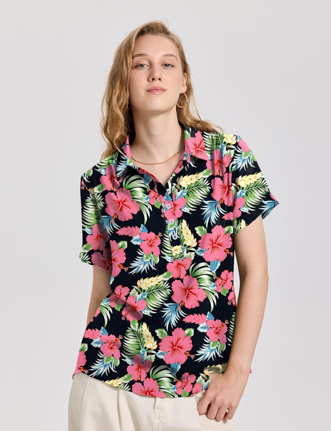 Rapbin Spring Tops for Women 2026 Women Blouses Short Sleeve V Neck Casual Collared Office Work Shirts Tops - Image 2